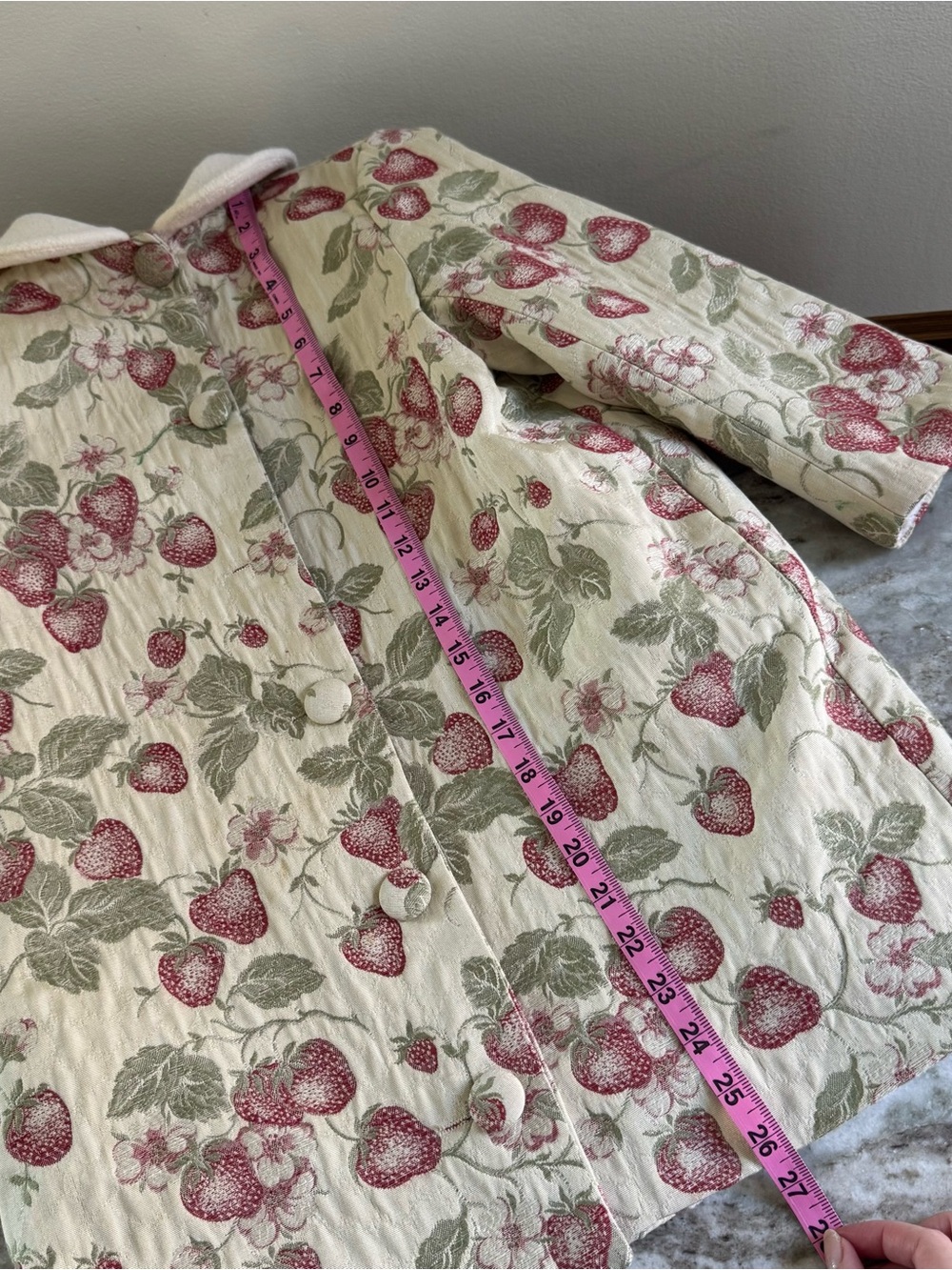 La Petite Anais Strawberry Jacquard Coat - Picture 9 of 9